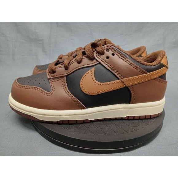 Nike Boys Dunk Low (GS) Sneakers Leather Black Tan Cacao Size 4.5 NEW IN BOX! - Picture 8 of 13